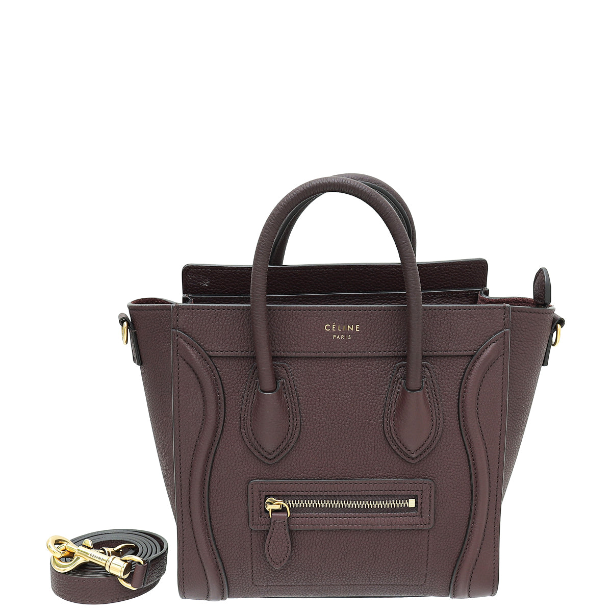 Celine Burgundy Nano Luggage Bag