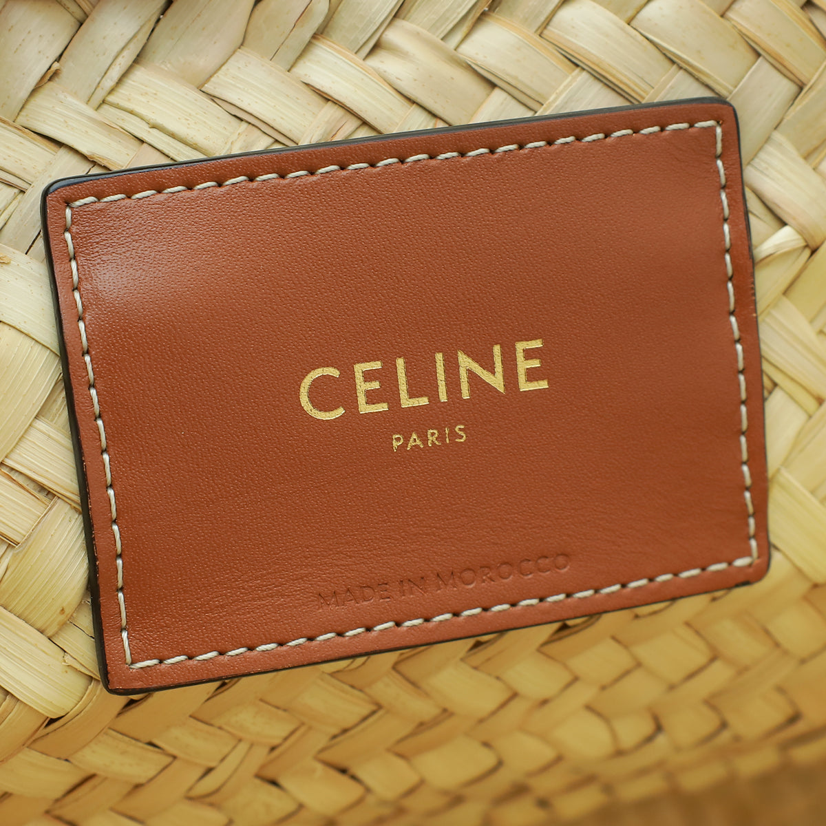 Celine Bicolor Classic Panier Palm Leaves Medium Basket Bag
