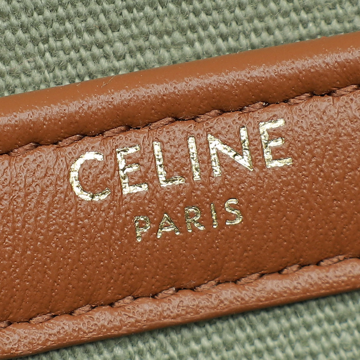 Celine Khaki Triomphe Print Chain Bag