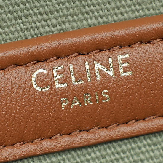 Celine Khaki Triomphe Print Chain Bag