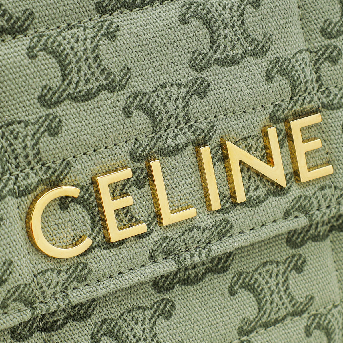 Celine Khaki Triomphe Print Chain Bag