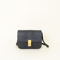 Celine Black Classic Box Medium Python Shoulder Bag