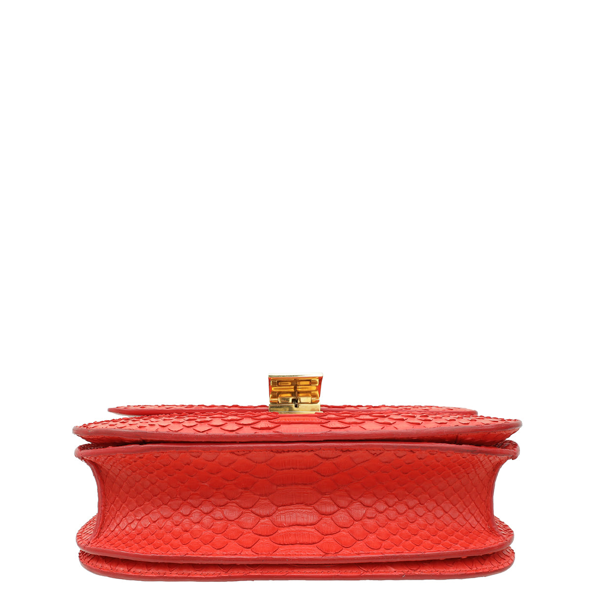 Celine Red Classic Box Python Medium Bag