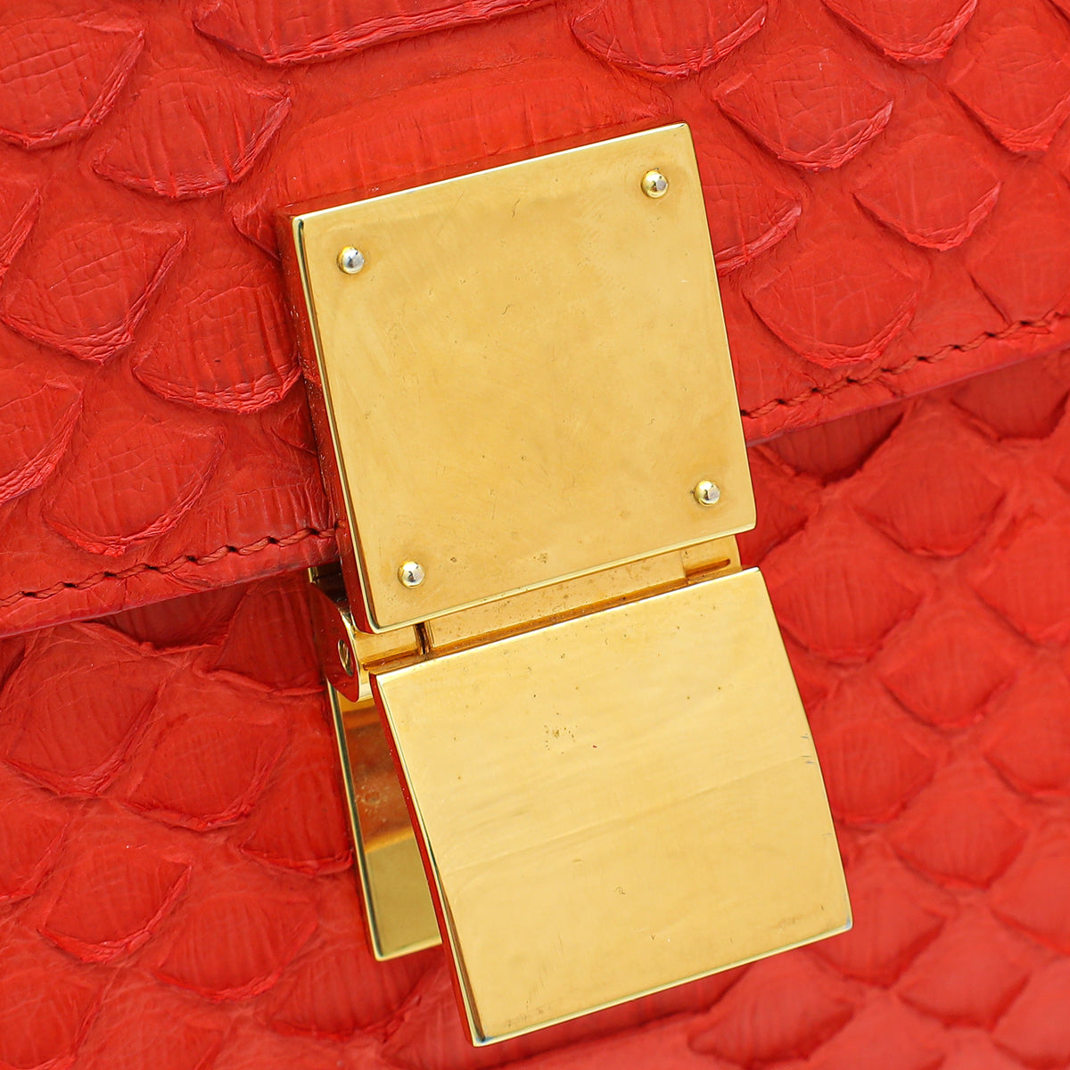 Celine Red Classic Box Python Medium Bag