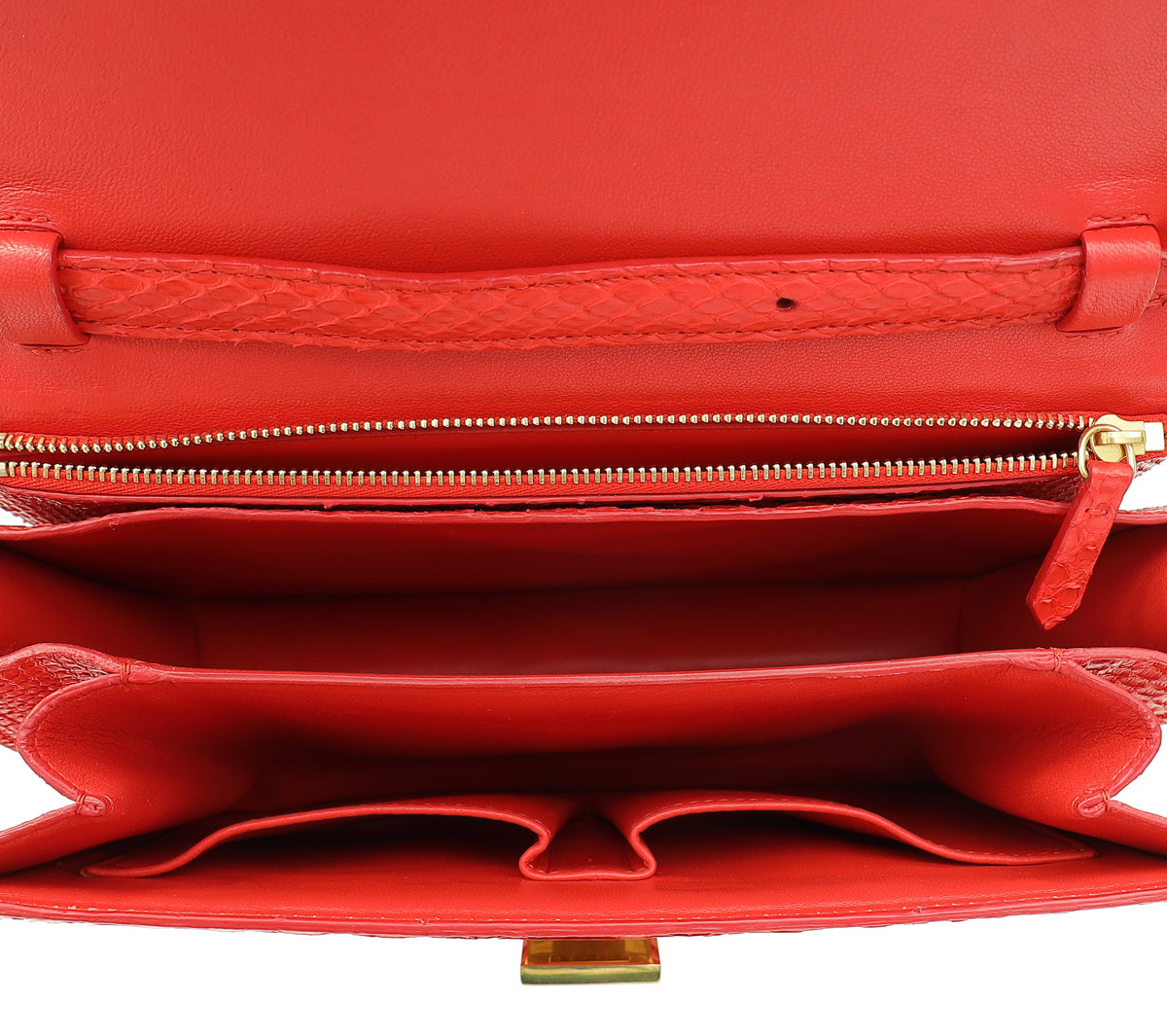 Celine Red Classic Box Python Medium Bag