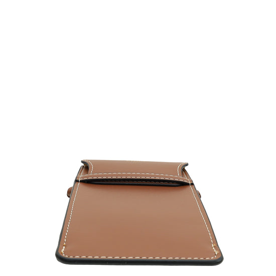 Celine Brown Phone Flap Pouch With Strap