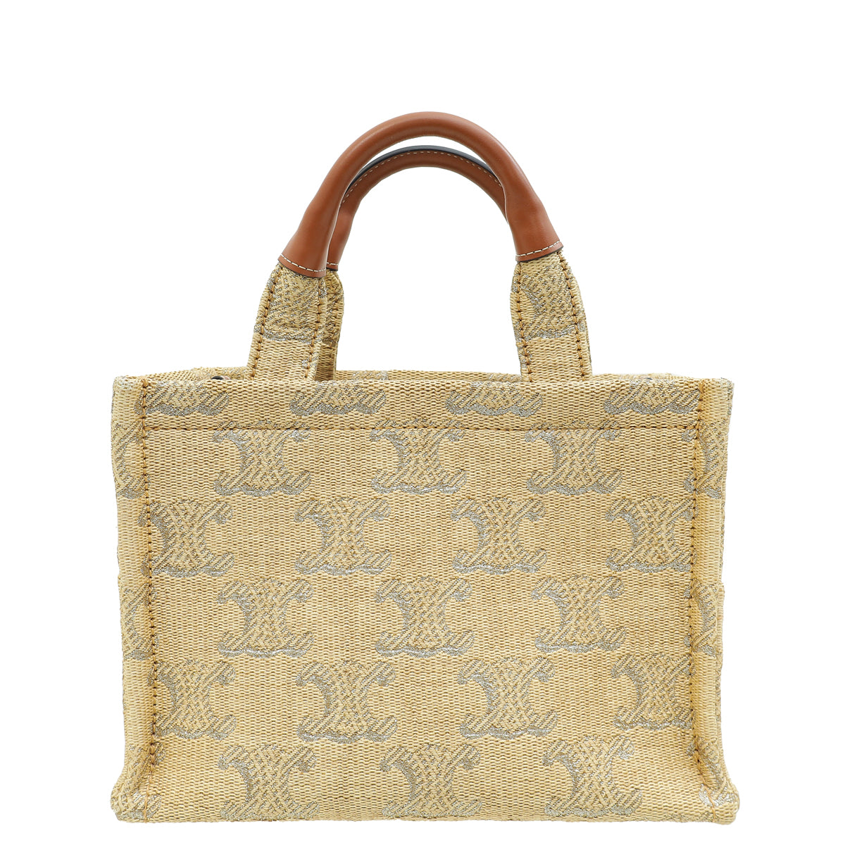 Celine Bicolor Triomphe All Over Small Raffia Effect Cabas Bag