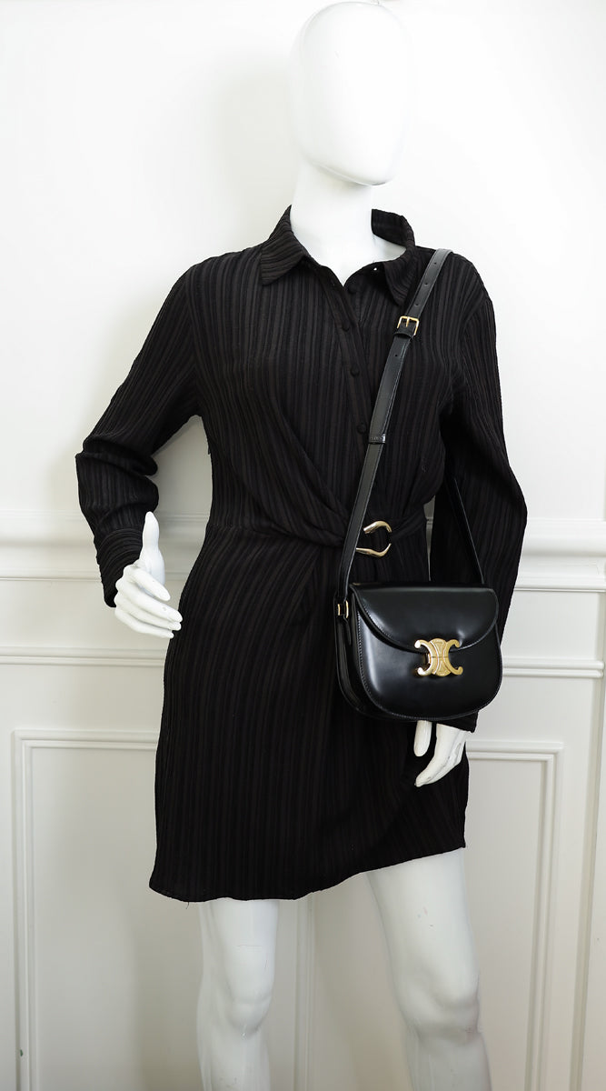 Celine Black Triomphe Teen Besace Crossbody Bag