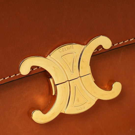 Celine Tan Classique Triomphe Natural Flap Bag-Celine-THE CLOSET