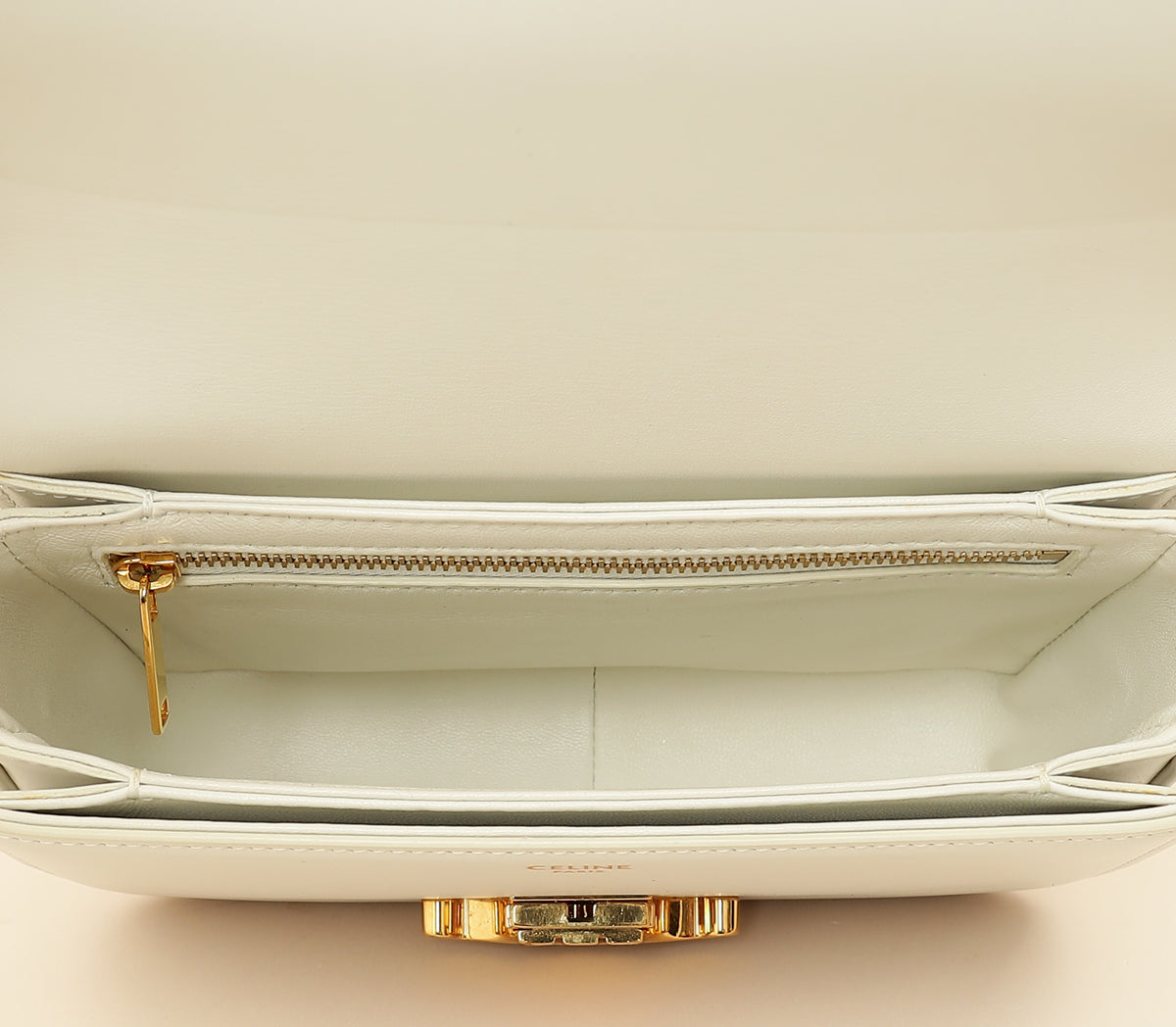 Celine White Teen Triomphe Shoulder Bag-Celine-THE CLOSET