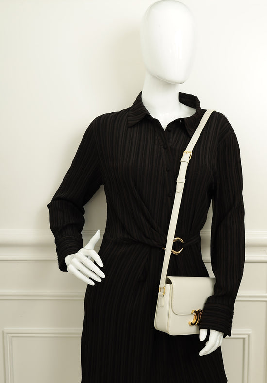 Celine White Teen Triomphe Shoulder Bag-Celine-THE CLOSET