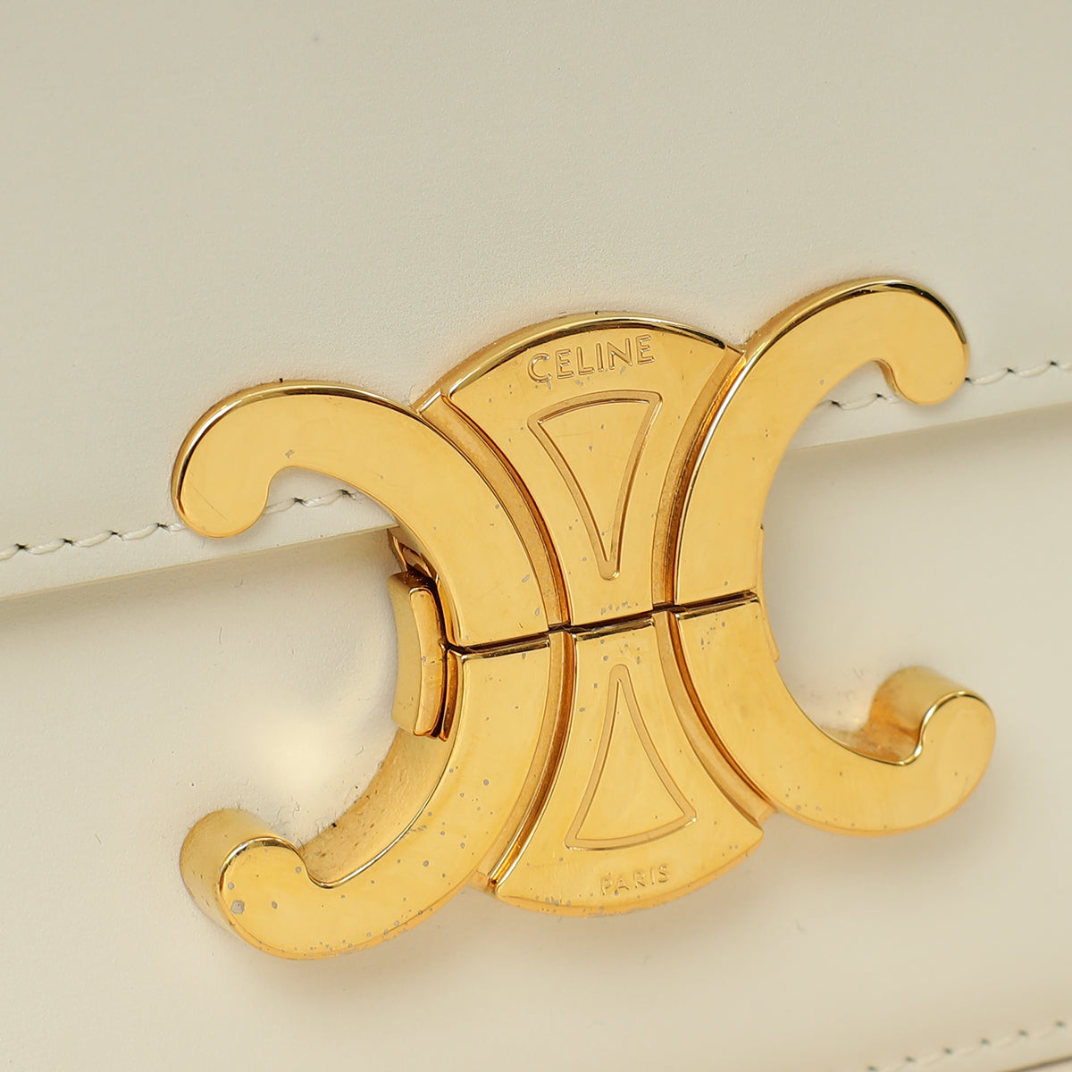 Celine White Teen Triomphe Shoulder Bag-Celine-THE CLOSET