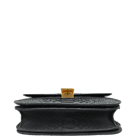 Celine Black Classic Box Python Medium Shoulder Bag