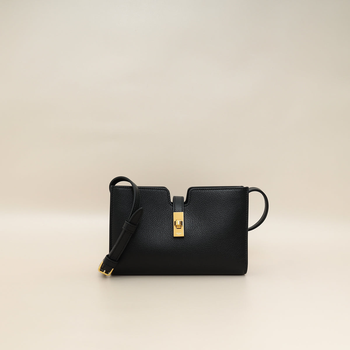 Celine Black 16 Pochette With Strap
