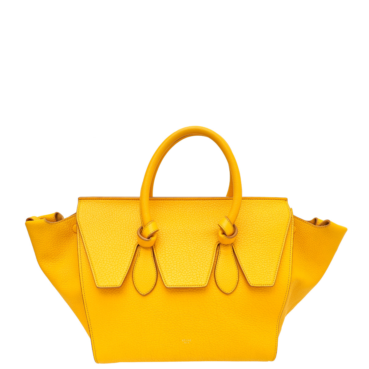 Celine Mustard Yellow Tie Tote Small Bag w/Pouch