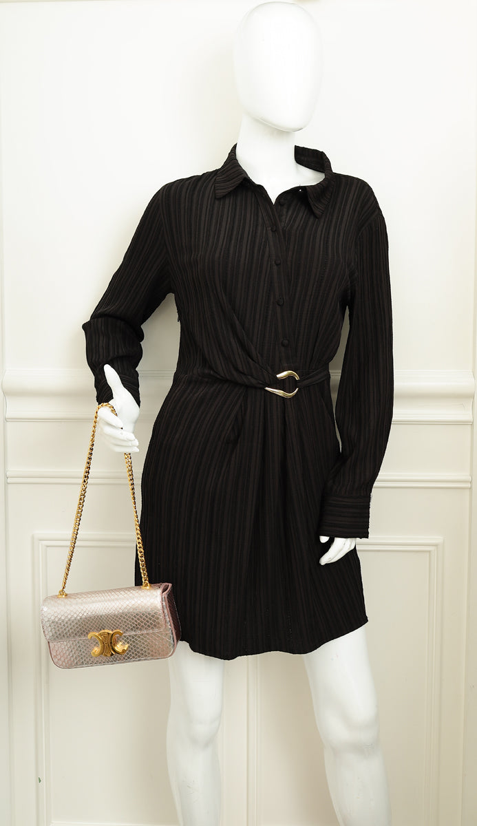 Celine Rose Glace Python Claude Chain Shoulder Bag-Celine-THE CLOSET