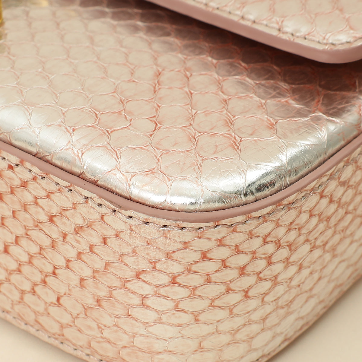 Celine Rose Glace Python Claude Chain Shoulder Bag-Celine-THE CLOSET