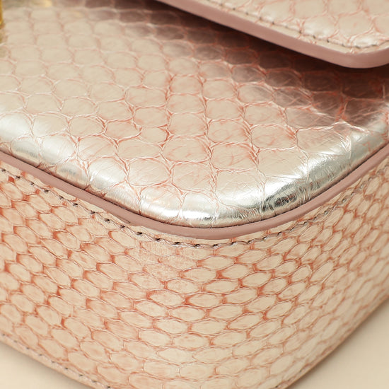 Celine Rose Glace Python Claude Chain Shoulder Bag-Celine-THE CLOSET