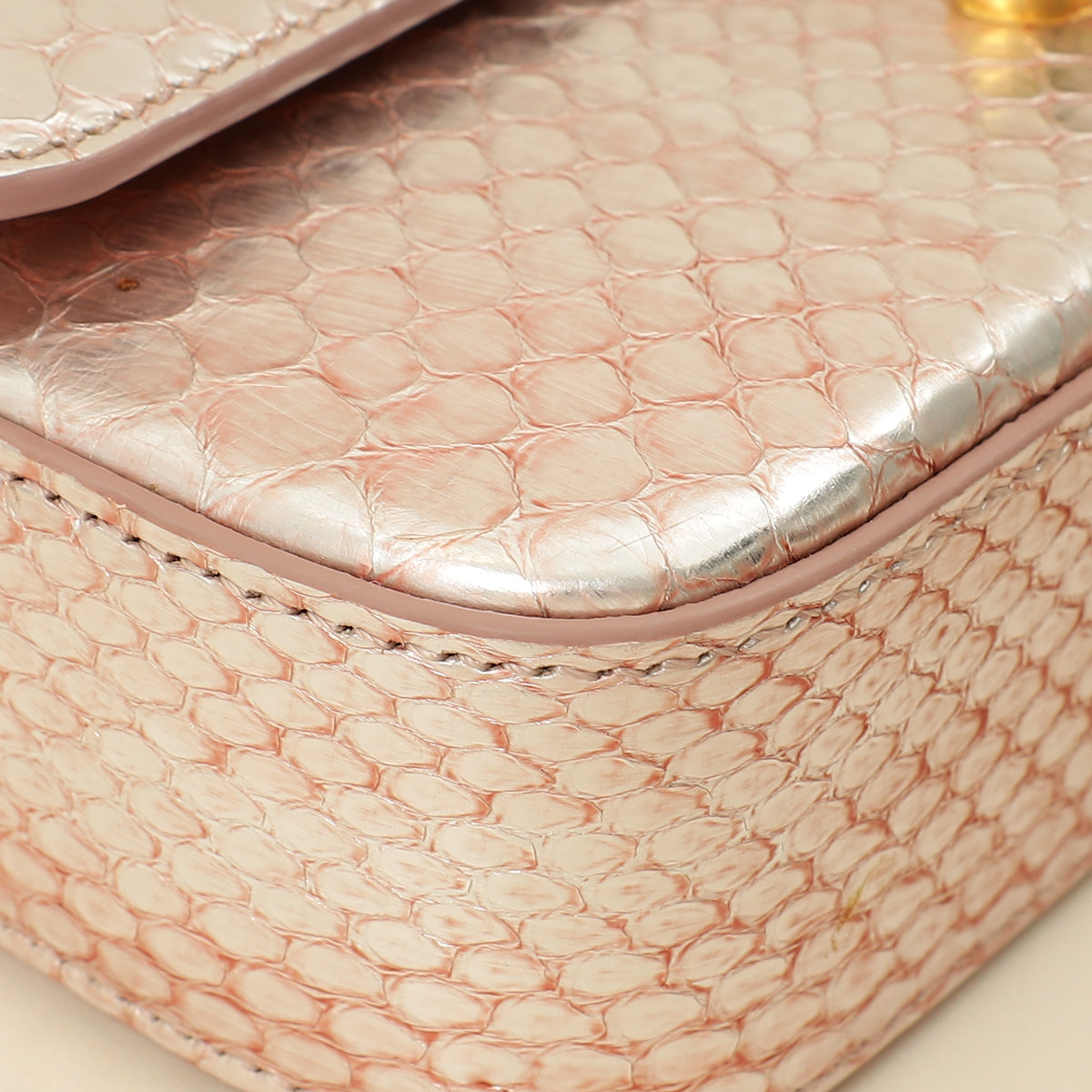 Celine Rose Glace Python Claude Chain Shoulder Bag-Celine-THE CLOSET