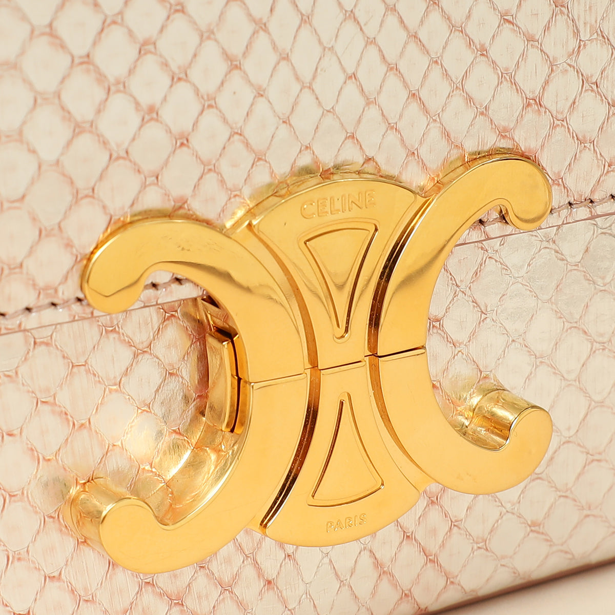 Celine Rose Glace Python Claude Chain Shoulder Bag-Celine-THE CLOSET