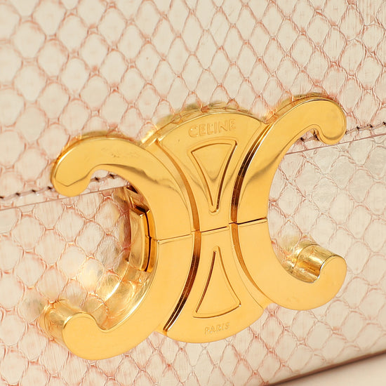 Celine Rose Glace Python Claude Chain Shoulder Bag-Celine-THE CLOSET
