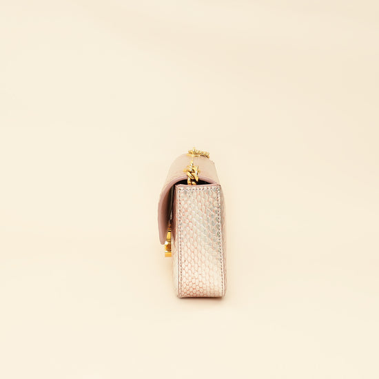 Celine Rose Glace Python Claude Chain Shoulder Bag-Celine-THE CLOSET