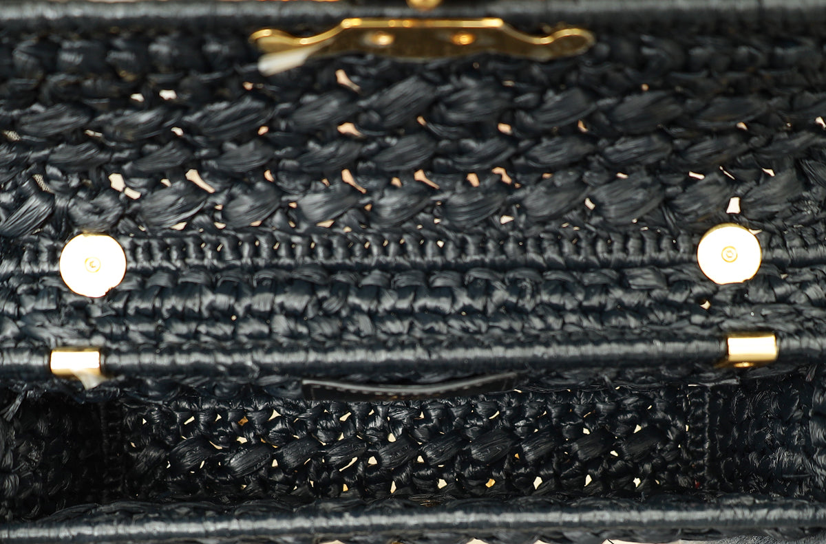 Celine Black Raffia Effect Claude Chain Shoulder Bag-Celine-THE CLOSET