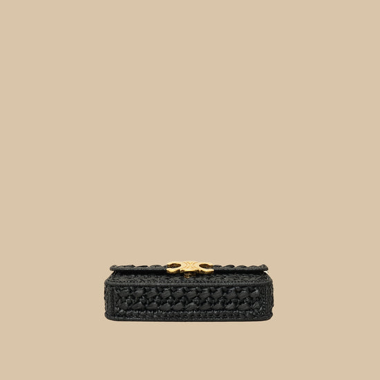 Celine Black Raffia Effect Claude Chain Shoulder Bag-Celine-THE CLOSET