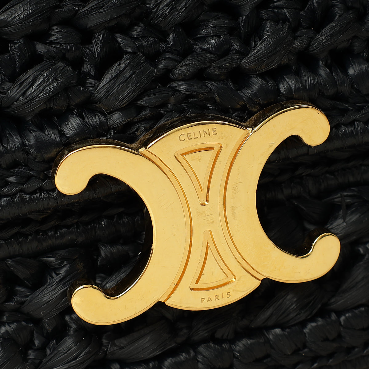 Celine Black Raffia Effect Claude Chain Shoulder Bag-Celine-THE CLOSET