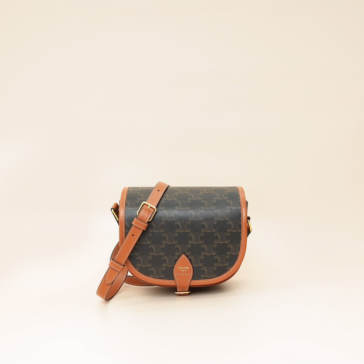 Celine Tan Medium Triomphe Folco Bag-Celine-THE CLOSET