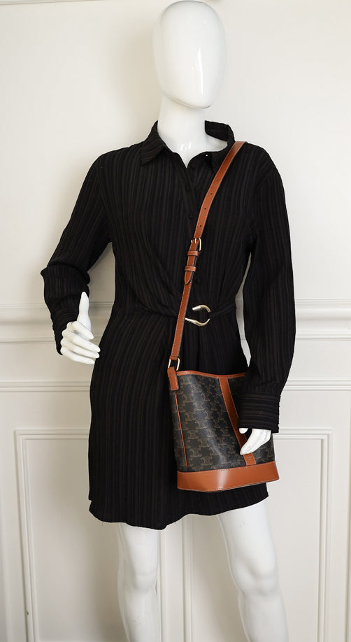 Celine Tan Triomphe Small Bucket Bag-Celine-THE CLOSET