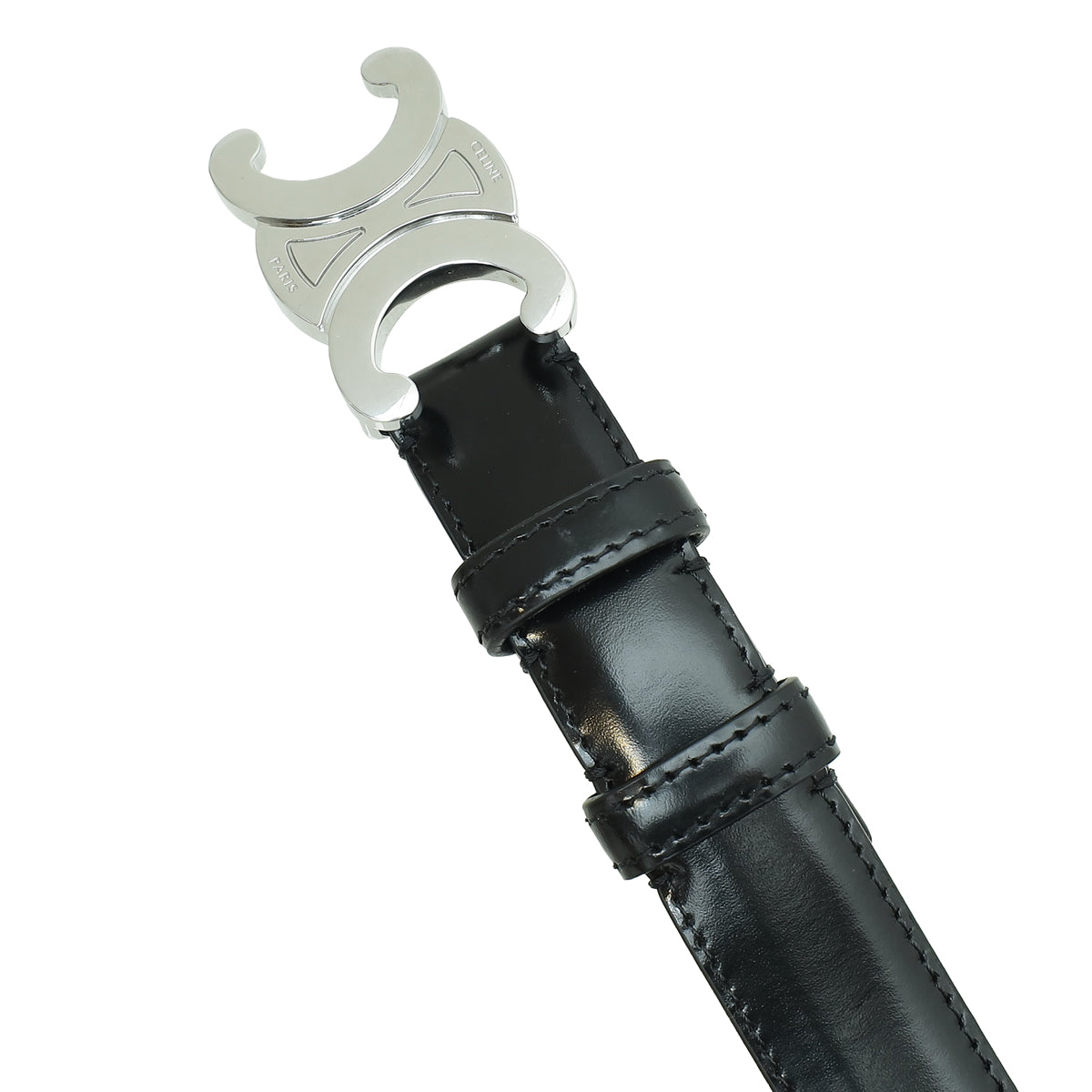 Celine Black Triomphe Buckle Belt-Celine-THE CLOSET
