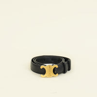 Celine Black Triomphe Belt 25mm Belt
