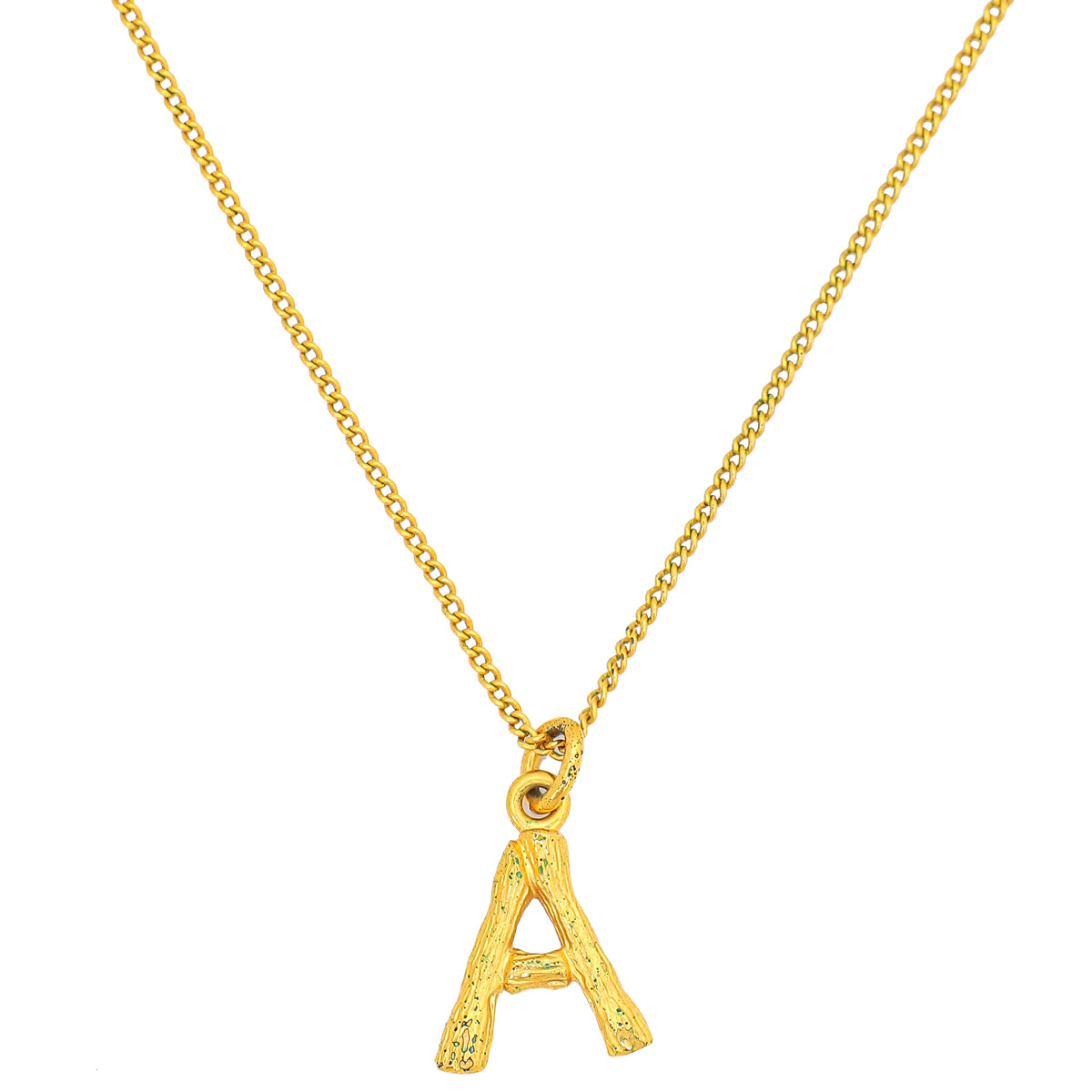Celine Gold Finish Alphabet "A" Pendant Necklace