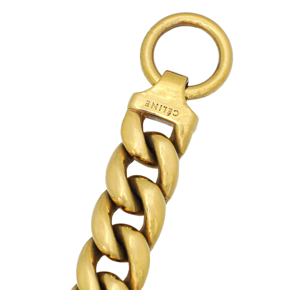 Celine Gold Finish Chunky Curb Chain Choker Medium Necklace