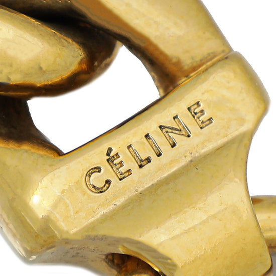 Celine Gold Finish Chunky Curb Chain Choker Medium Necklace