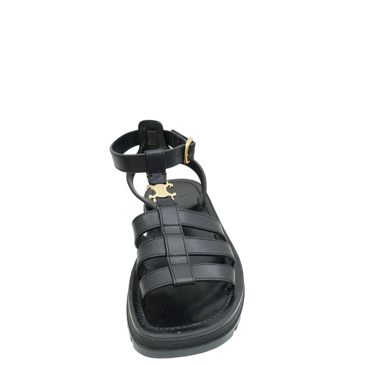 Celine Black Clea Triomphe Gladiator Sandal 37-Celine-THE CLOSET