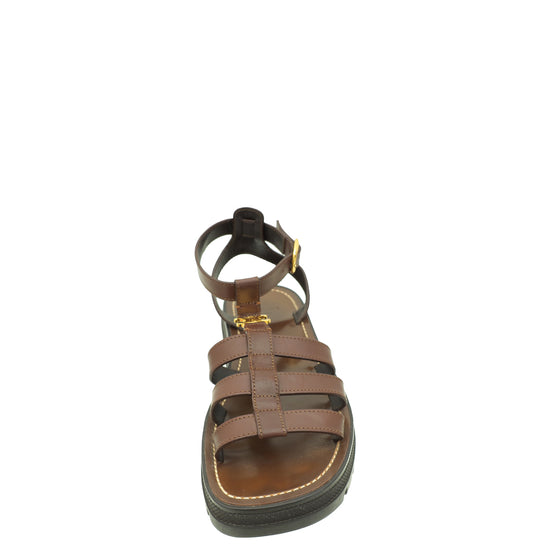 Celine Dark Brown Clea Triomphe Gladiator Sandal 39