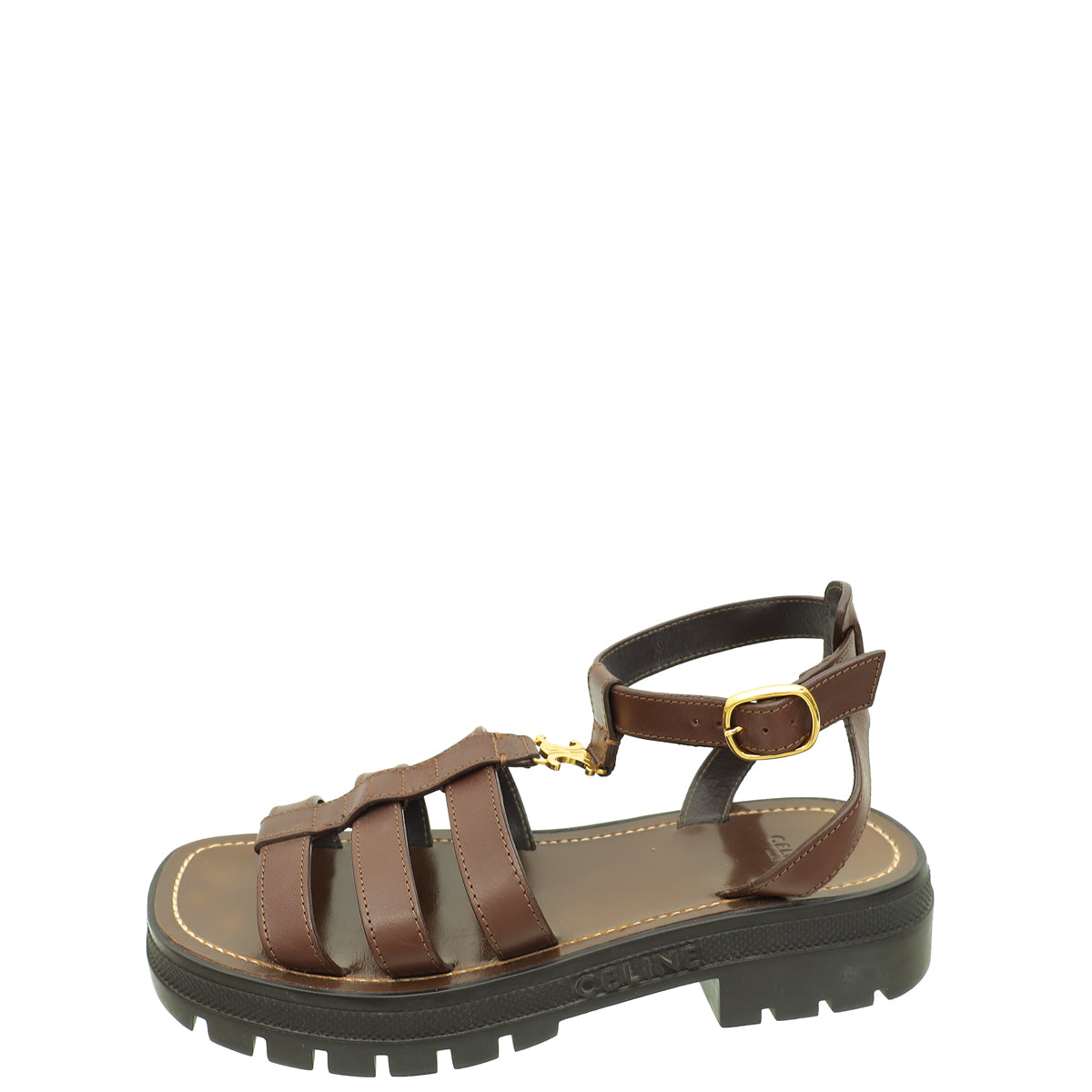 Celine Dark Brown Clea Triomphe Gladiator Sandal 39