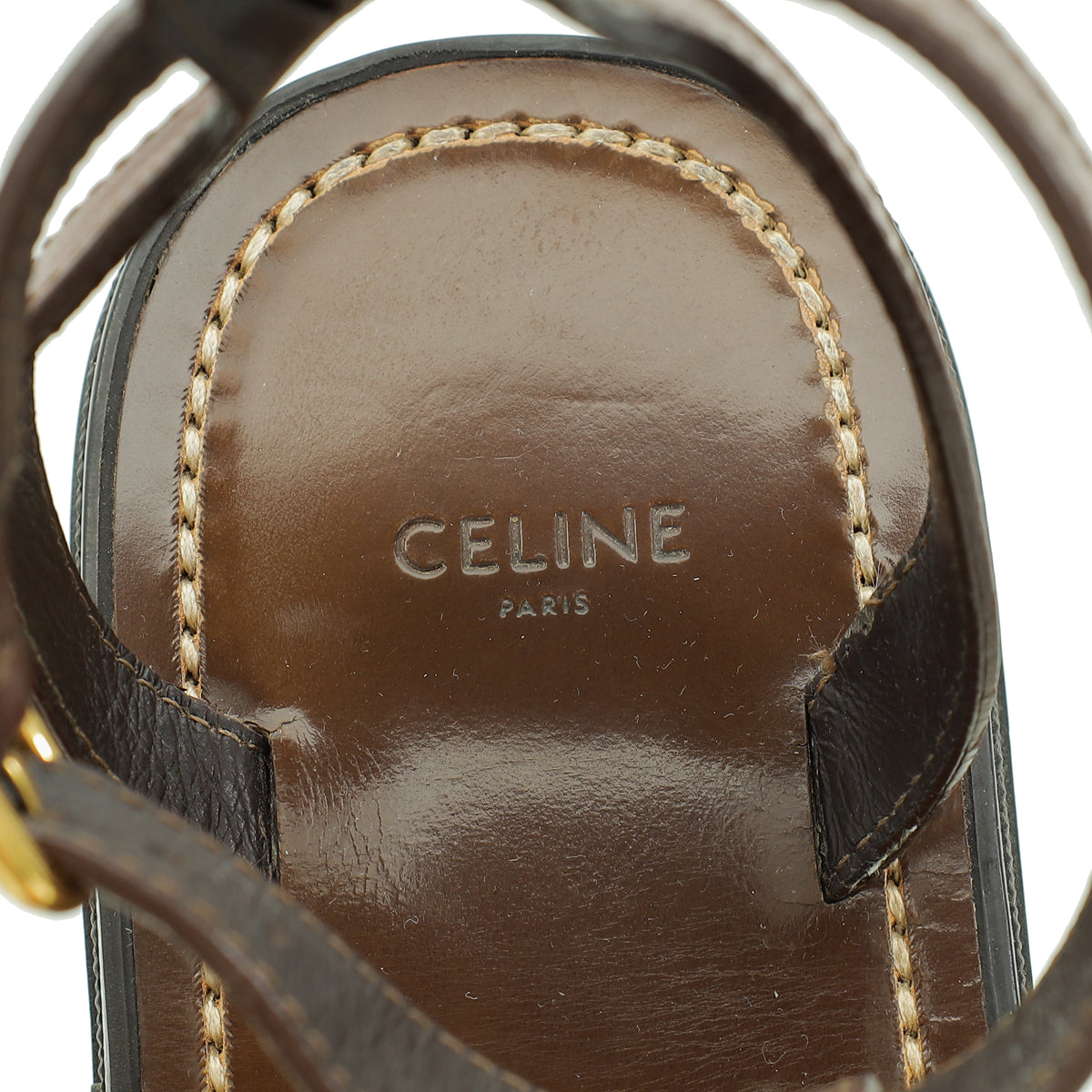 Celine Dark Brown Clea Triomphe Gladiator Sandal 39