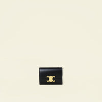 Celine Black Compact Wallet with Coin Triomphe