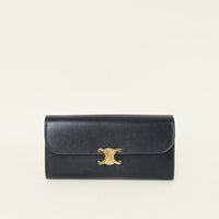 Celine Black Triomphe Long Wallet