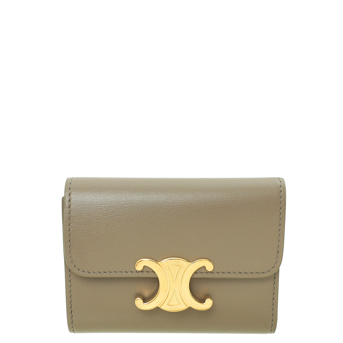 Celine Taupe Triomphe Compact Wallet-Celine-THE CLOSET