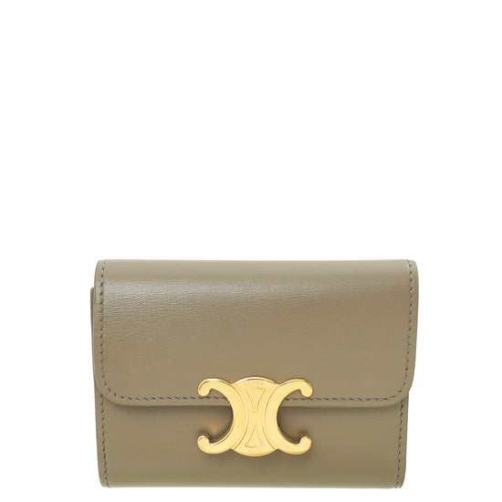 Celine Taupe Triomphe Compact Wallet