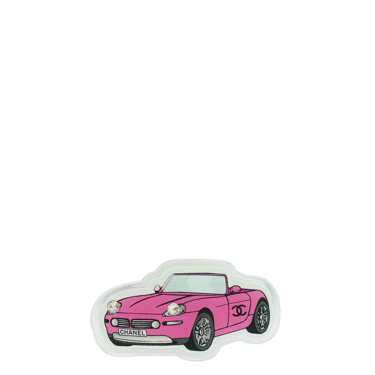 Chanel Pink CC Car Plastic Pin Brooch