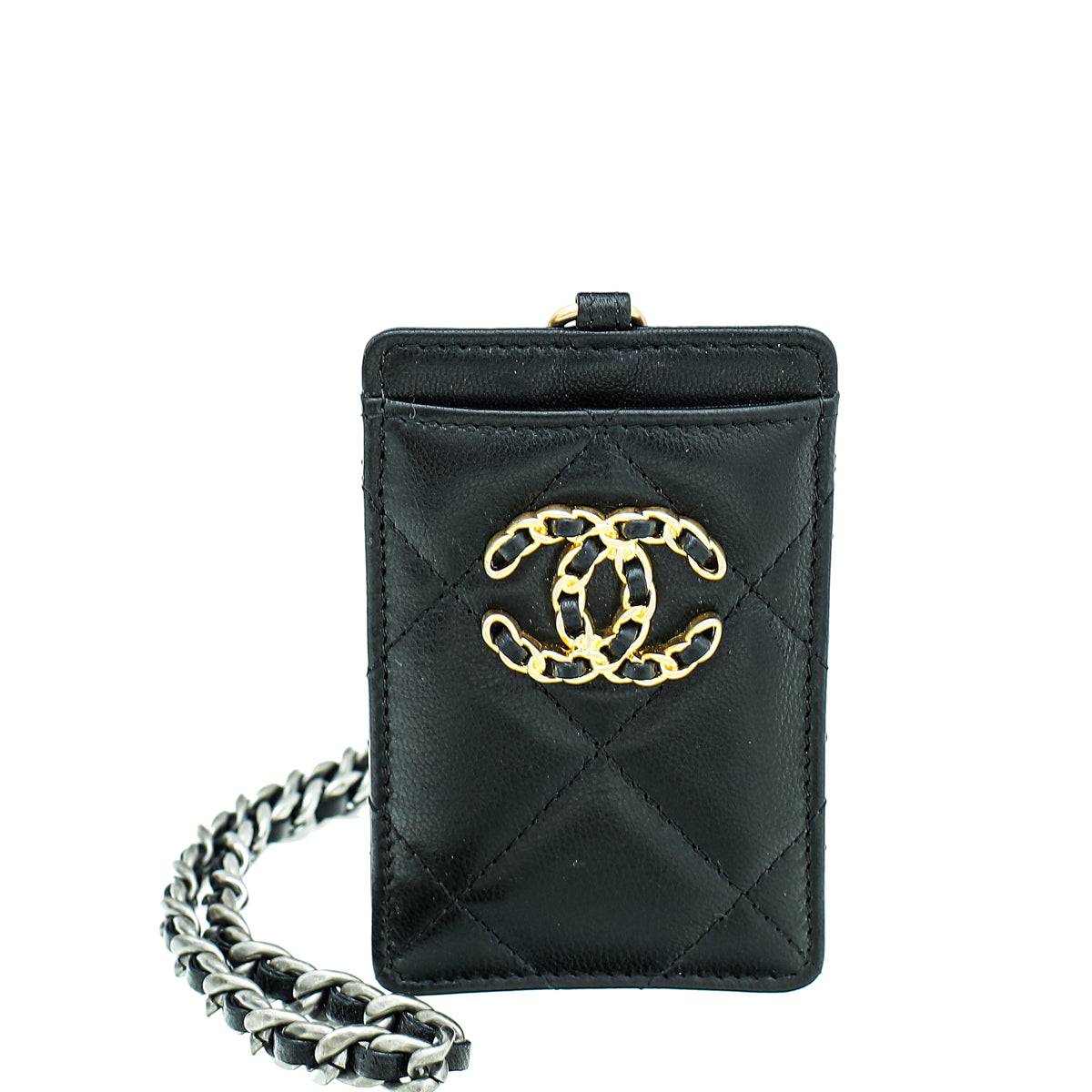 Chanel Black Chanel 19 Card Holder on Chain-Chanel-THE CLOSET