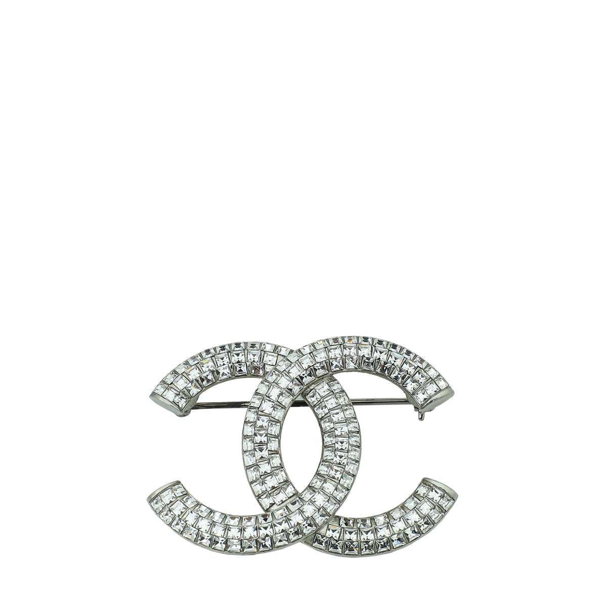 Chanel Silver CC Crystal Brooch-Chanel-THE CLOSET