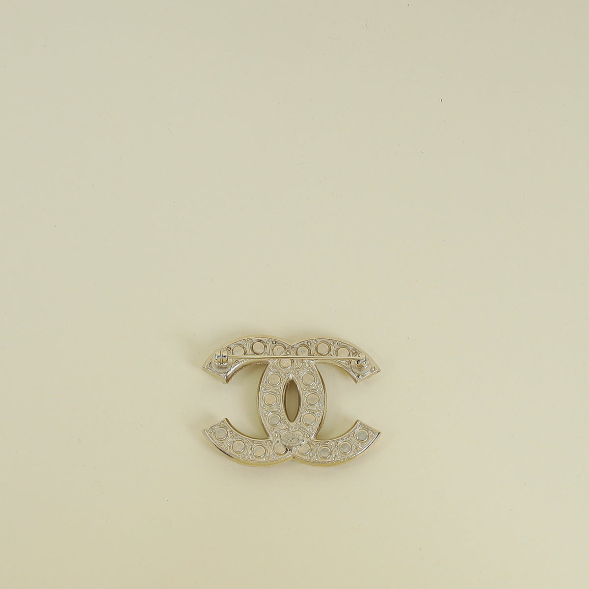 Chanel Light Gold CC Pearl Brooch