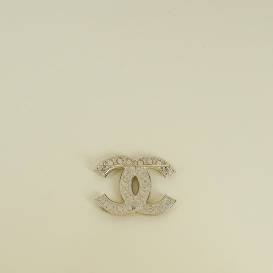 Chanel Light Gold CC Pearl Brooch