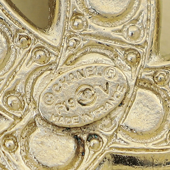 Chanel Light Gold CC Pearl Brooch